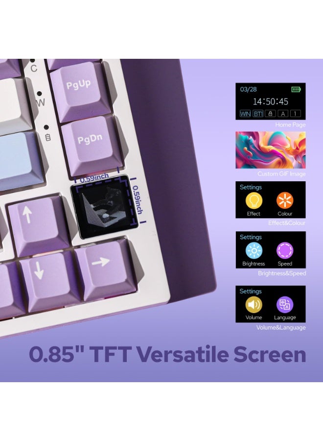 A-jazz AK820 Pro 75% Wireless Mechanical Keyboard with TFT Smart Display&Knob, Gasket-Mounted Gaming Keyboard,Bluetooth/2.4GHz/USB-C Wired  - Image 3