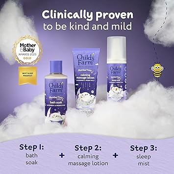 Childs Farm Childs Farm SlumberTime Sweet Dreams Sleep Gift Set 3Step Sleep Routine Lavender Moon Milk Bath Soak 250ml Calming Massage Lotion 150ml Sleep Mist 100ml Suitable for Dry Sensitive Skin - Image 4
