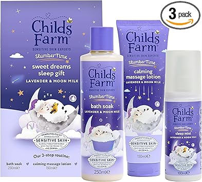 Childs Farm Childs Farm SlumberTime Sweet Dreams Sleep Gift Set 3Step Sleep Routine Lavender Moon Milk Bath Soak 250ml Calming Massage Lotion 150ml Sleep Mist 100ml Suitable for Dry Sensitive Skin - Image 1