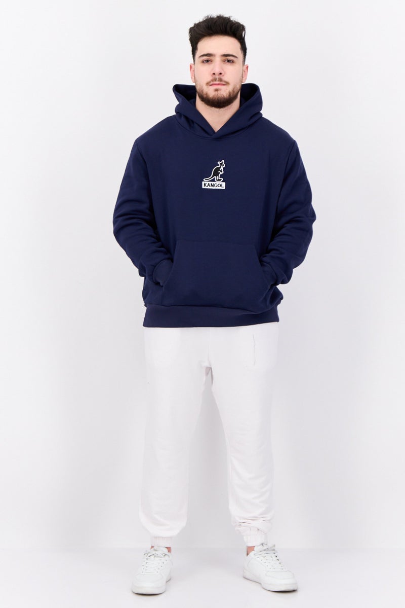 KANGOL Men Hooded Embroidered Logo Long Sleeves Sweatshirt, Navy Blue - Image 4