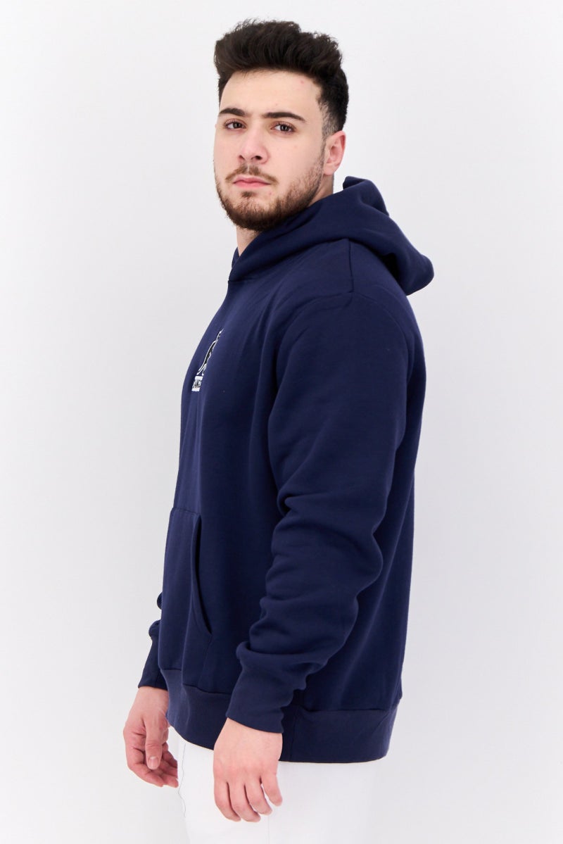 KANGOL Men Hooded Embroidered Logo Long Sleeves Sweatshirt, Navy Blue - Image 2