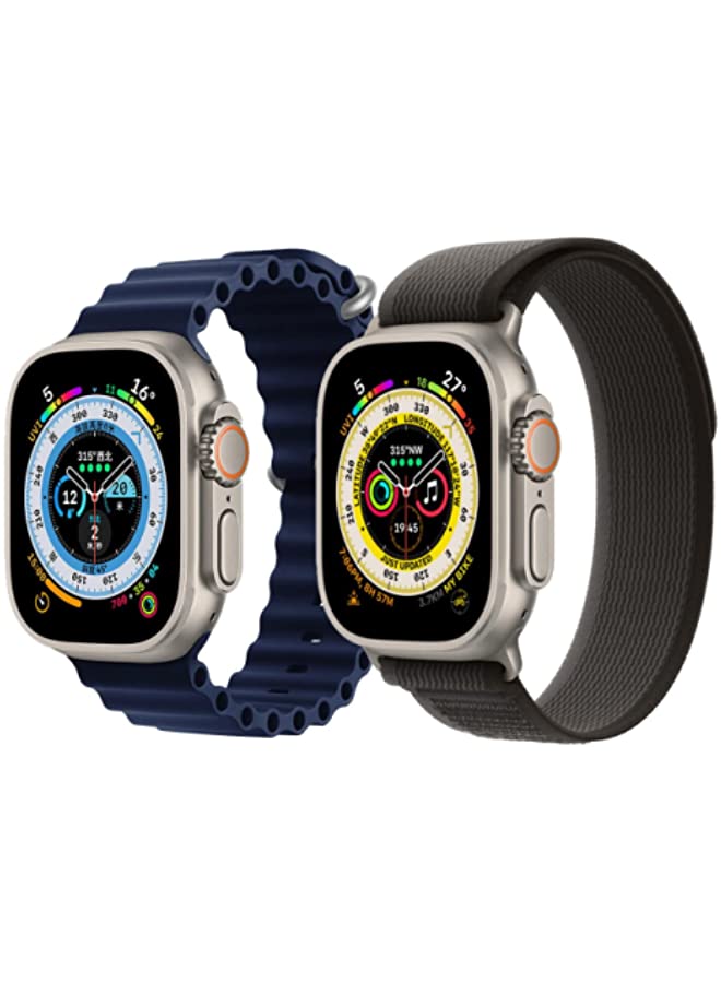IAF Silicone Ocean Band Strap Dark Blue Trail Loop strap Black/Gray Set of 2 for Apple Watch Ultra 8 49mm
