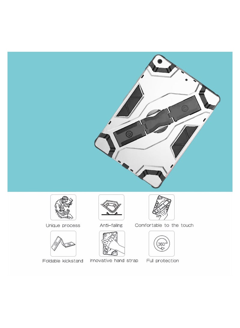 Swift Case Cover For Apple iPad  10.2, Full Protection Soft TPU Parts Corners & Foldable Kickstand with Shoulder Strap -Silver  - Image 2