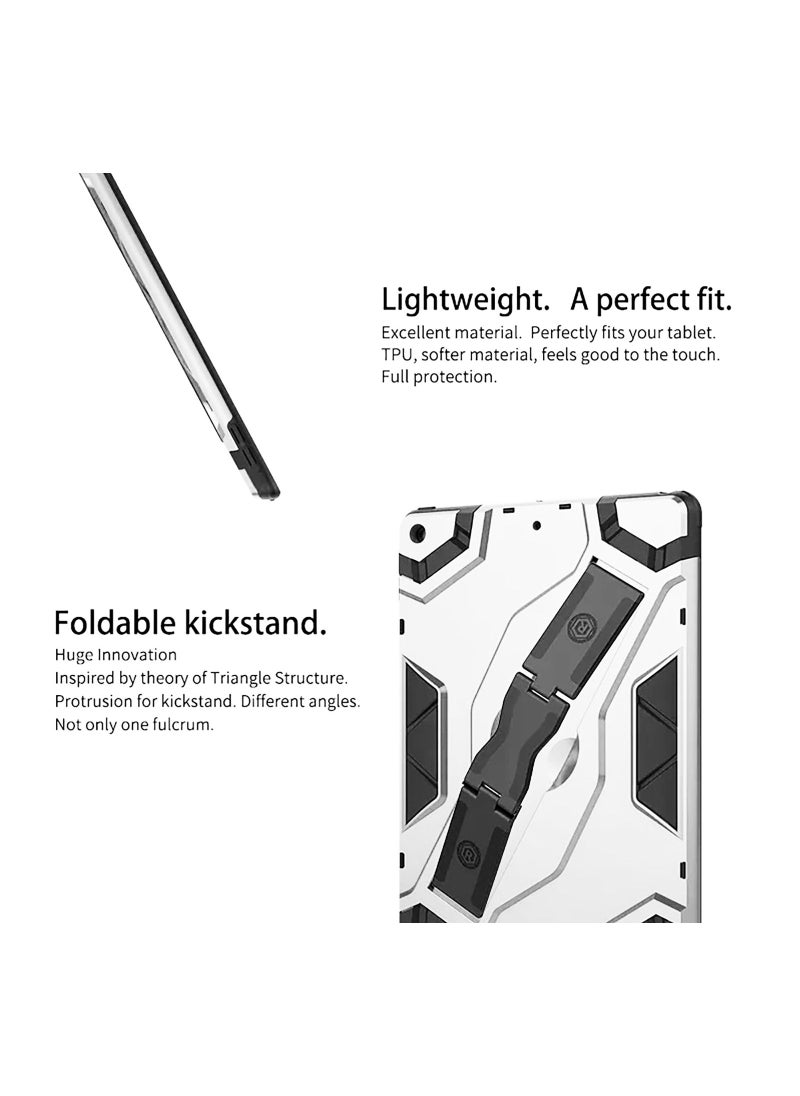 Swift Case Cover For Apple iPad  10.2, Full Protection Soft TPU Parts Corners & Foldable Kickstand with Shoulder Strap -Silver  - Image 3
