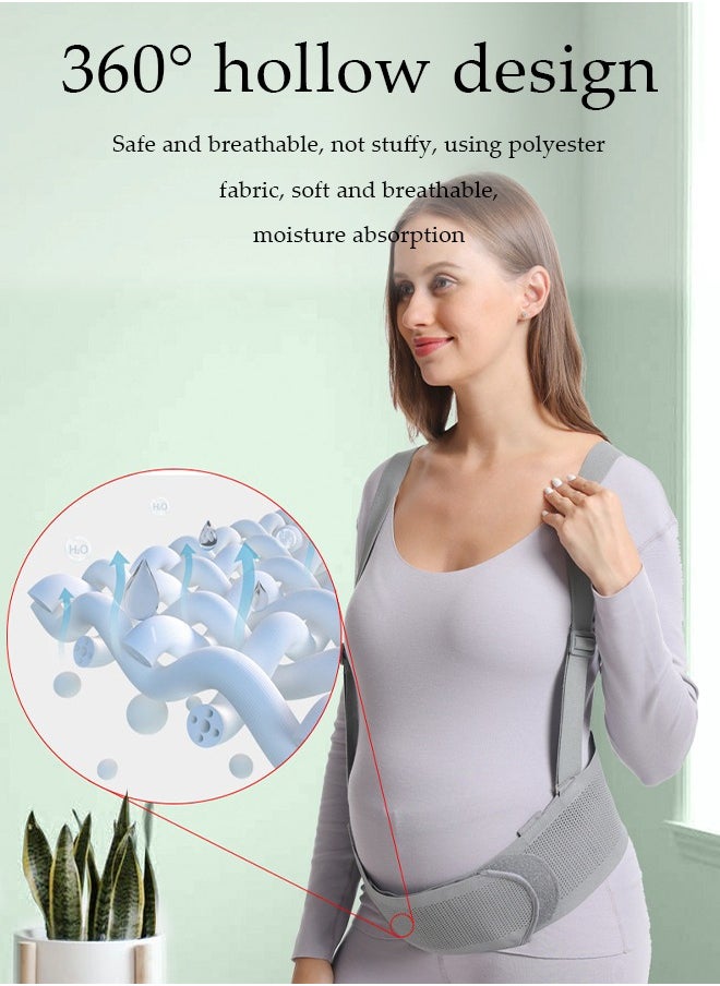 DUNISO Maternity belt, biomimetic abdominal support strap, adjustable, with nylon buckle and high elasticity shoulder strap, breathable and shock absorbing, suitable for various stages of pregnancy and postpartum,  grey (XXL)  - Image 5