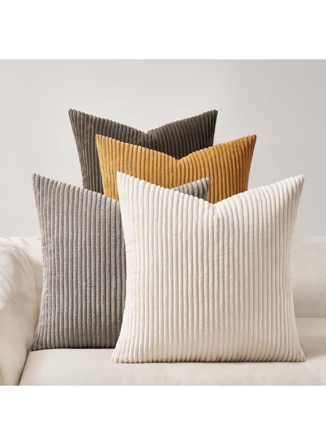 أغطية الوسائد أغطية الوسائد المربعة الزخرفية الناعمة وسادة لينة حزمة مخططة من أربعة لديكور المنزل أريكة 45 سم × 45 سم - Image 1