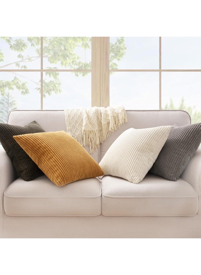 أغطية الوسائد أغطية الوسائد المربعة الزخرفية الناعمة وسادة لينة حزمة مخططة من أربعة لديكور المنزل أريكة 45 سم × 45 سم - Image 2