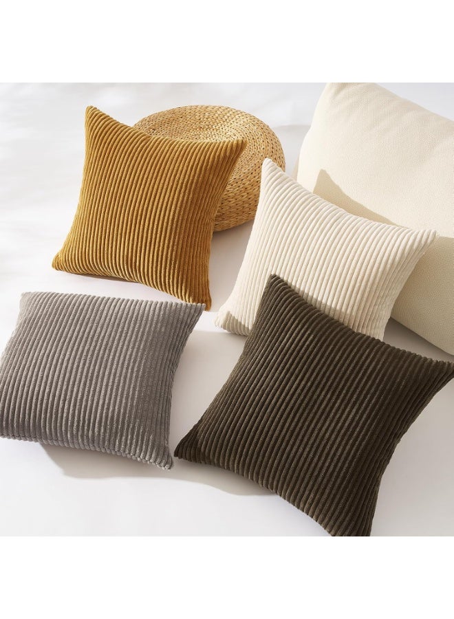 أغطية الوسائد أغطية الوسائد المربعة الزخرفية الناعمة وسادة لينة حزمة مخططة من أربعة لديكور المنزل أريكة 45 سم × 45 سم - Image 3
