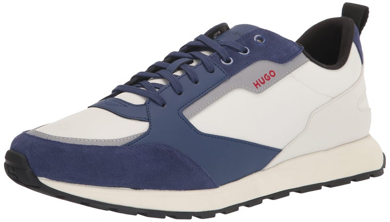 HUGO حذاء رياضي نايلون مزين بألوان متباينة من هوجو - أزرق توت
