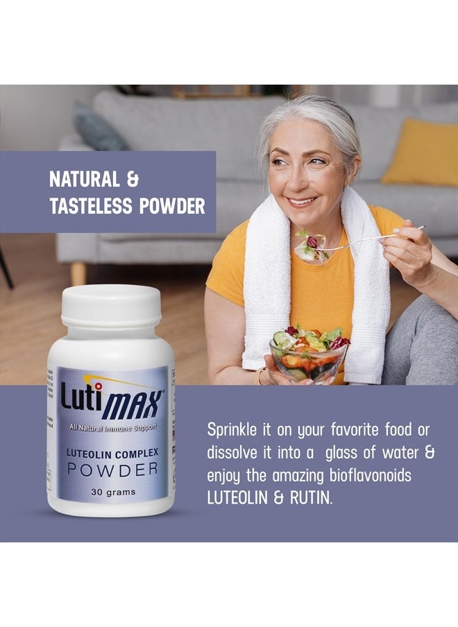 max Luteolin Complex Powder Brain Supplement with Rutin - Nootropic Brain Supplements for Memory and Focus to Improve Mental Health - Antioxidant Supplement for Immune Support - 100 Servings Solo