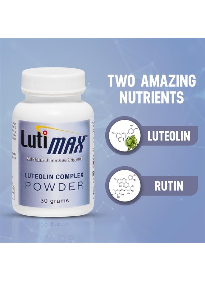 max Luteolin Complex Powder Brain Supplement with Rutin - Nootropic Brain Supplements for Memory and Focus to Improve Mental Health - Antioxidant Supplement for Immune Support - 100 Servings Solo
