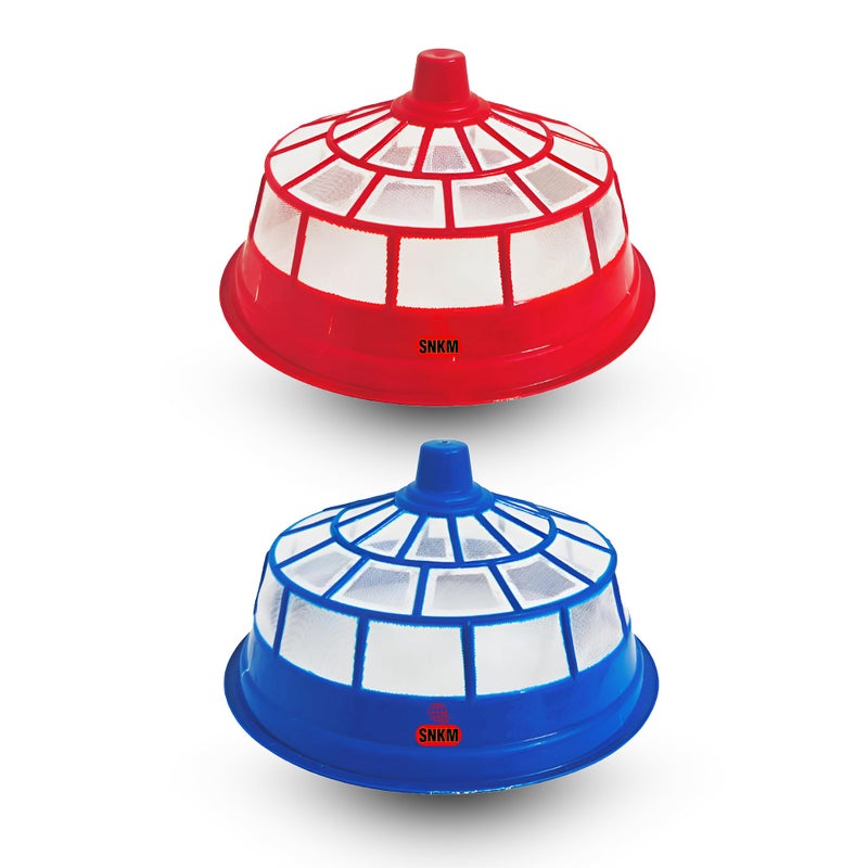 SNKM SNKM Food Cover Net Plastic Dome Big Size Round Net Kitchen Table | Flies Mosquitoes Insect Proof Dining Tables Covers | Fruits, Vegetable, Rice Cover (Large, 30cm/12 Inch Multicolor, Combo Pack Of 2)  - Image 1