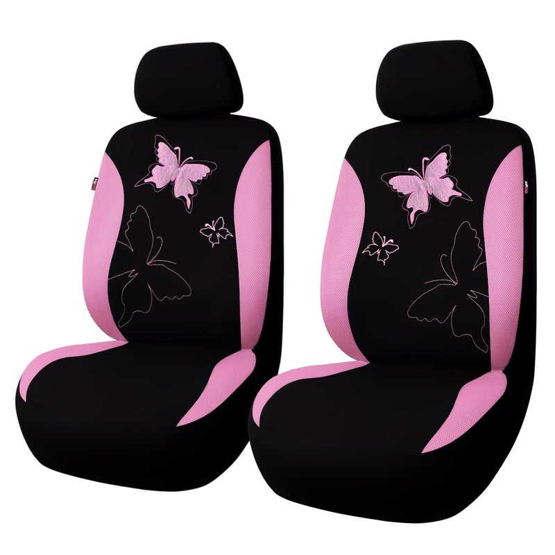 Flying Banner Butterfly car seat Covers ful Set Fashion Universal Lady Woman Female Rear Bench Split Colorized Pink 2 Fronts  Lace
