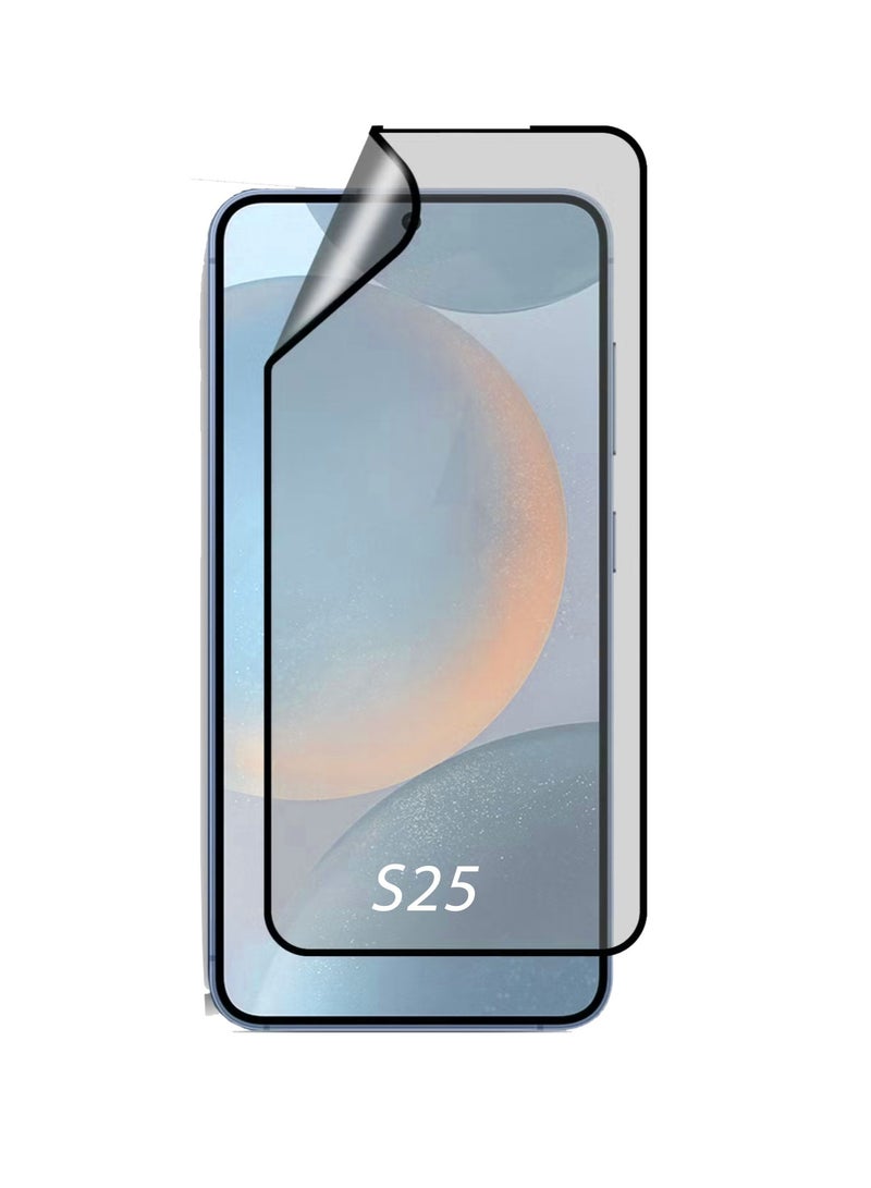 غشاء سيراميكي لهاتف سامسونج جالكسي S25 واقي شاشة مضاد للتوهج ومضاد لبصمات الأصابع بتقنية اللمس ثلاثي الأبعاد، سطح غير لامع غشاء نانو سيراميكي لهاتف جالكسي S25 شفاف/أسود