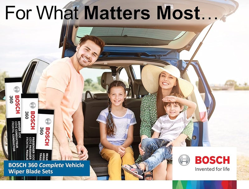 BOSCH 360 Complete Vehicle Wiper Blade Kit - Front Beam Blades (Pair) + Rear Wiper Blade - 26"/17"/12" - Image 4