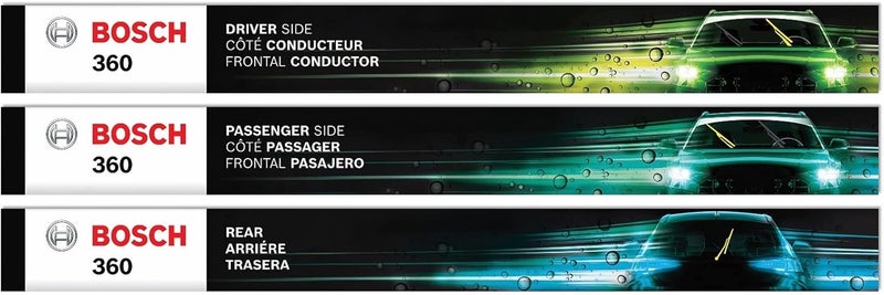 BOSCH 360 Complete Vehicle Wiper Blade Kit - Front Beam Blades (Pair) + Rear Wiper Blade - 26"/17"/12" - Image 1