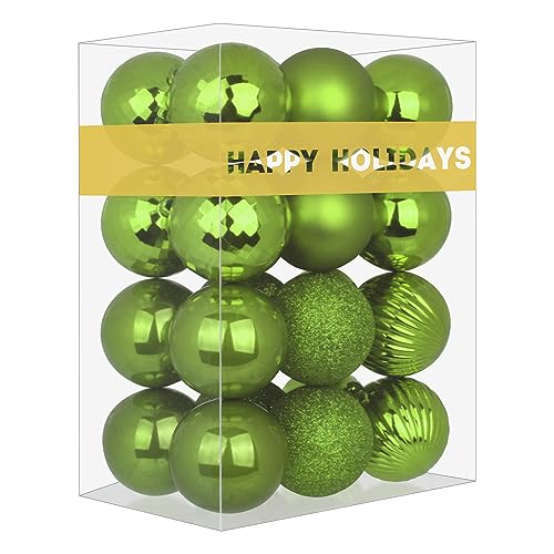 GameXcel Lime Green 2.5" Christmas Balls Christmas Tree Decoration Ornaments Shatterproof Hanging Balls for Birthday Halloween Holiday Wedding Decorations Set of 24pcs - Image 1