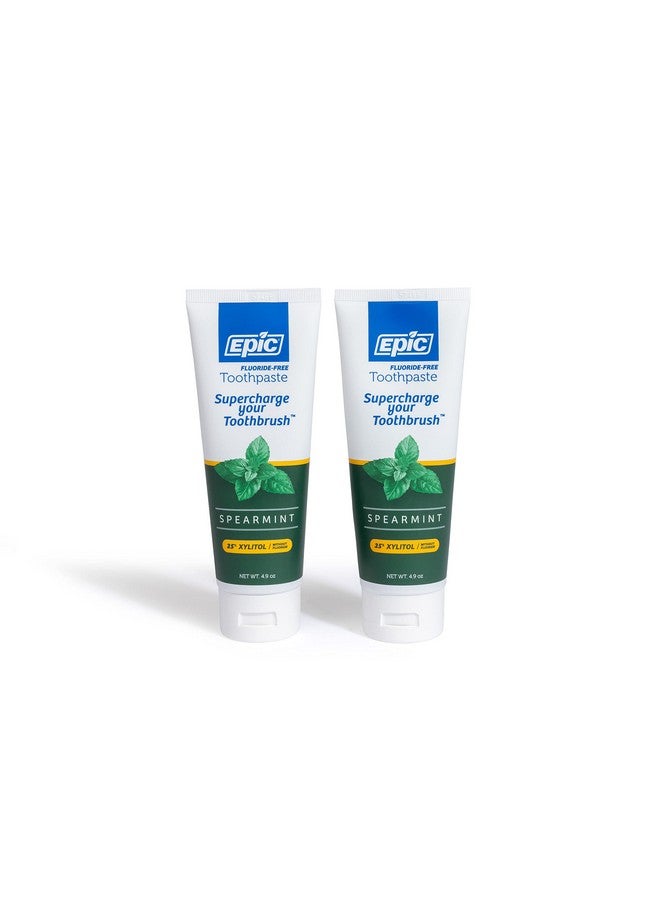 Epic Xylitol Toothpastesugar Free & Aspartame Free Toothpaste Sweetened Wxylitol For Clean Teeth & Gum Health (Spearmint 4.9Oz Tube 2 Tubes) - Image 1