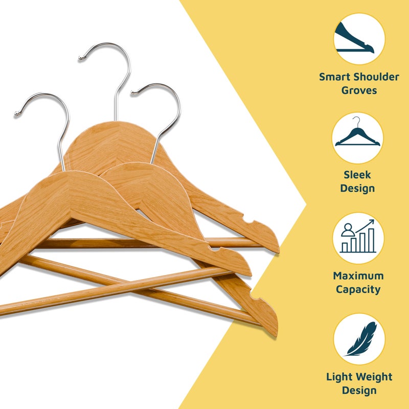 LifeMaster Natural Color Wooden Kids Hangers 20 Pack, Toddler & Baby Wooden Hangers, 11.8" Solid Maple Wood with 360Â° Swivel Hook, Pants Bar & Notches, Up to 7.7lb Capacity, Space-Saving Design for Ages 0â€“8 - Image 3