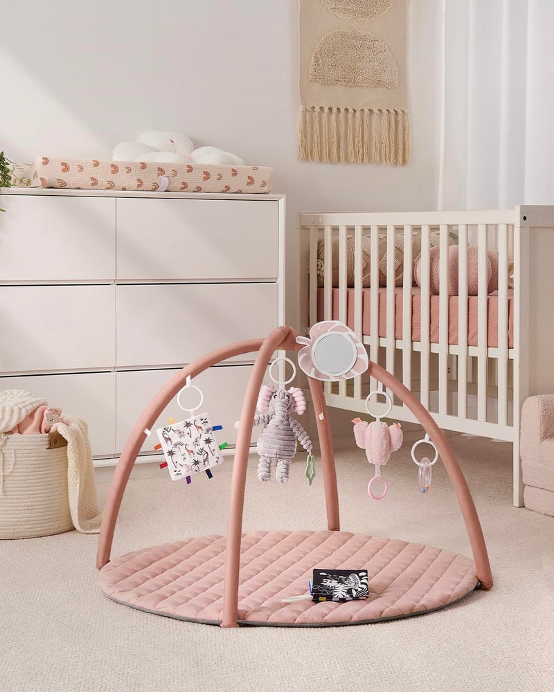Blissful Diary Baby Play Gym Mat, Tummy Time Activity Mat with 6 Detachable Toys for Skill Development, Baby Essentials Gift, Soft Pink - Image 2