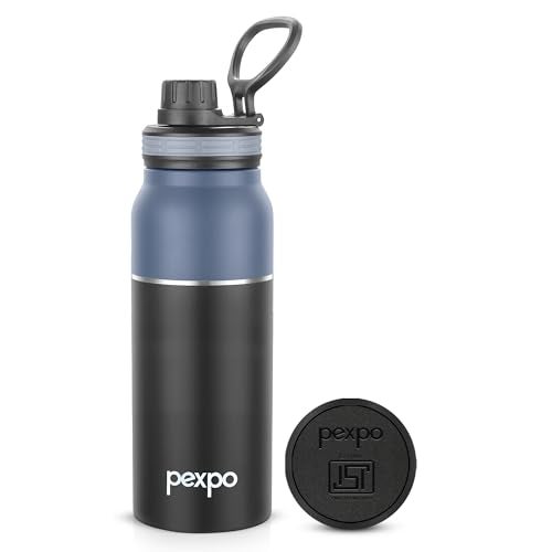 Pexpo Thermos Flask 740ml ISI Certified Stainless Steel Flask with Sipper Cap | 3 Layer Insulation | for Home, Office, Gym, Travelling | BPA Free |Austin | Grey-Black - Image 1