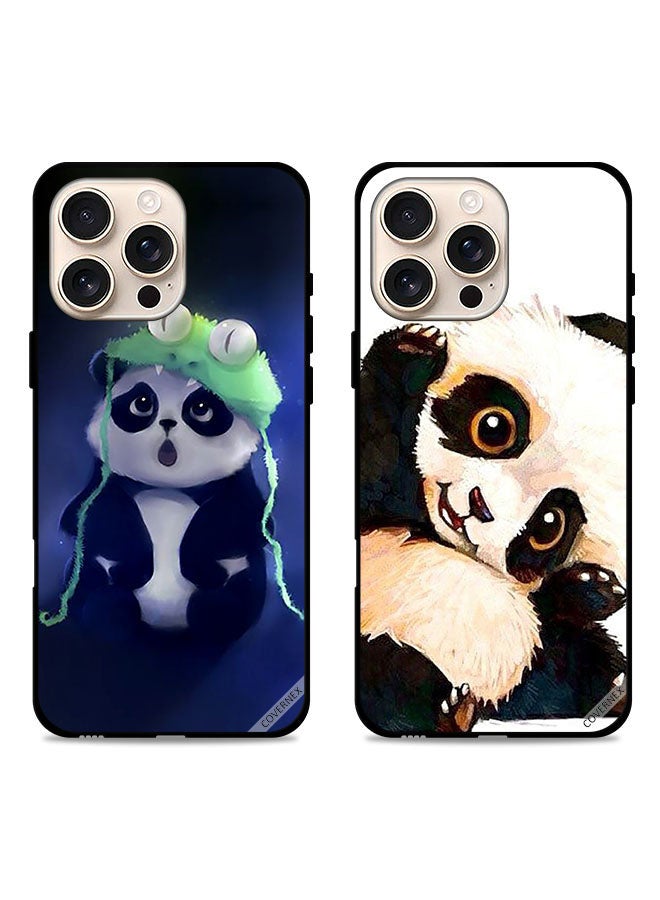 Covernex Two Cases For Apple iPhone 16 Pro Max Protective Covers Panda in Cap and Panda Art - Image 1
