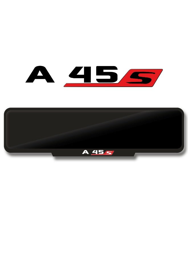 DXBSTAMPS A45s Number Plate Frame – Custom Fit – Black Gloss Finish – Sporty Red ‘S’ Design – Easy Tape Mount – Available in Sport, Square & Long Sizes  - Image 1
