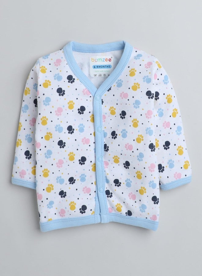 BUMZEE Blue & White Girls Full Sleeves Regular Fit Jablas Pack of 3 Age - 6-9 Months (Peb8281D-Blu.Wht), Multi - Image 2