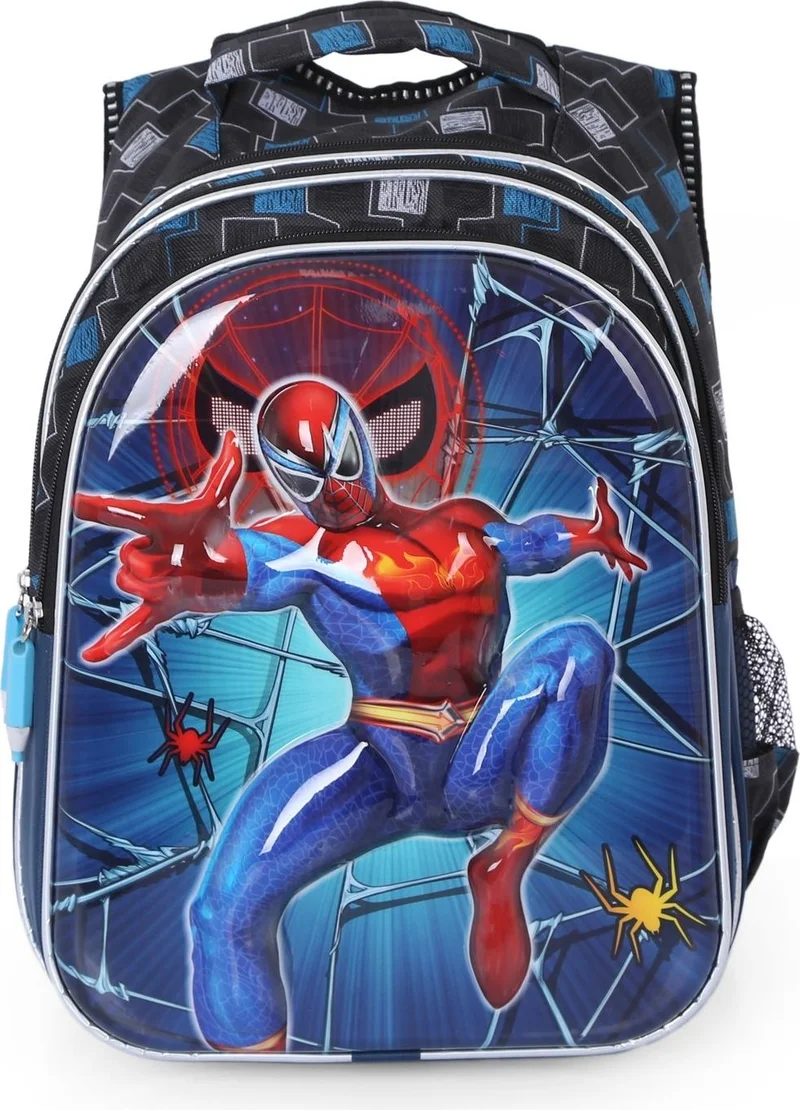 ماشو تريند Embossed Spiderman Bag + Spiderman Lunch Box + Spiderman Water Bottle - Primary School Bag Spider Bag
