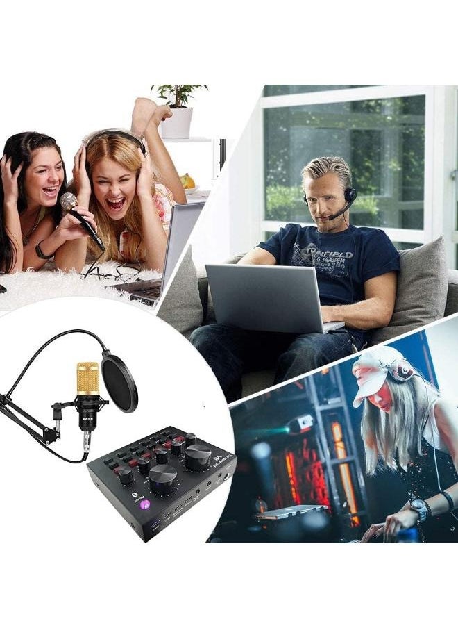 التنفيذية ذ.م.م مجموعة ميكروفون مكثف BM800 مع حامل ميكروفون وبطاقة صوت وخلاط صوت V8 وفلتر بوب مزدوج الطبقة للبث المباشر للألعاب وتسجيل الصوت والغناء Smule Star Maker  - Image 5