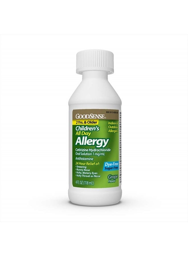GOODSENSE Children All Day Allergy, Cetirizine Hydrochloride Oral Solution 1 mg/mL, Grape Flavor, 4 Ounces - Image 4
