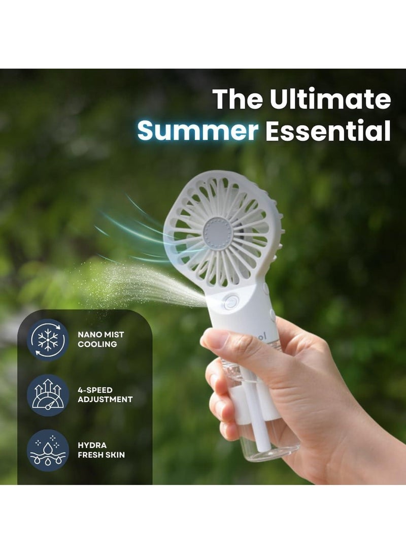 DUNISO Portable Handheld Fan, 2 in1 Spray Fan, USBC Rechargeable Battery Operated and 4 Gear Personal Fan, Mini Fan Multifunctional Silent Fan, Long Endurance Pocket Fan - Image 1