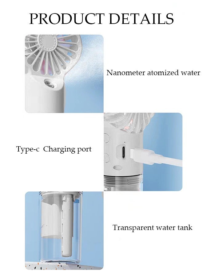 DUNISO Portable Handheld Fan, 2 in1 Spray Fan, USBC Rechargeable Battery Operated and 4 Gear Personal Fan, Mini Fan Multifunctional Silent Fan, Long Endurance Pocket Fan - Image 3