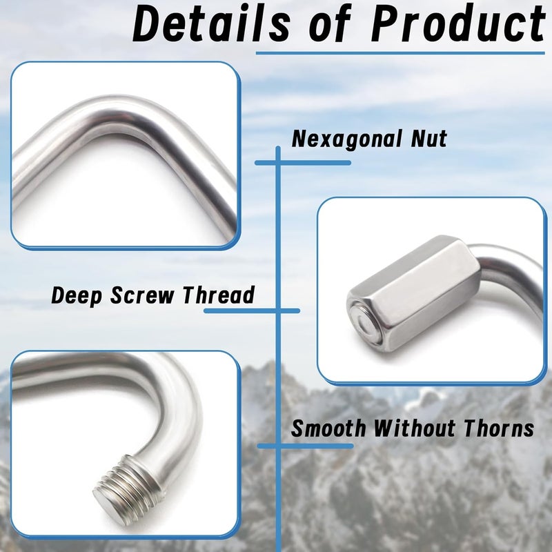 Anvin 1 Pack Large Quick Links M12 4.1Inch Heavy Duty Carabiner Stainless Steel Chain Links Connector Triangle Locking Chain Hooks Screw Links for Camping Outdoor Equipment Hammocks, 3300 Lbs Capacity - Image 3