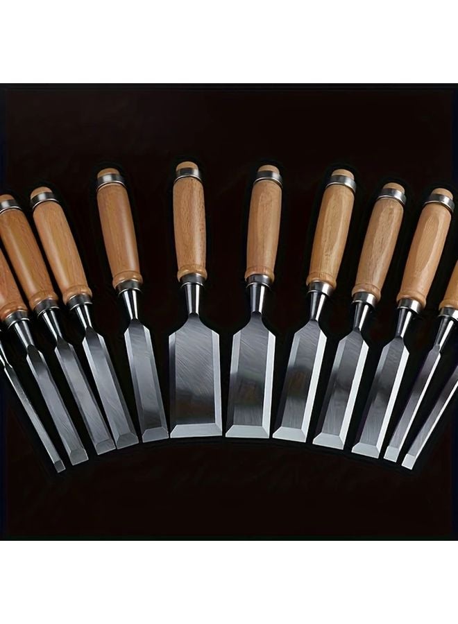 12 Pcs Wood Carving Chisel Set Ergonomic Beechwood Handles Sharp Chrome Vanadium Steel - Image 2