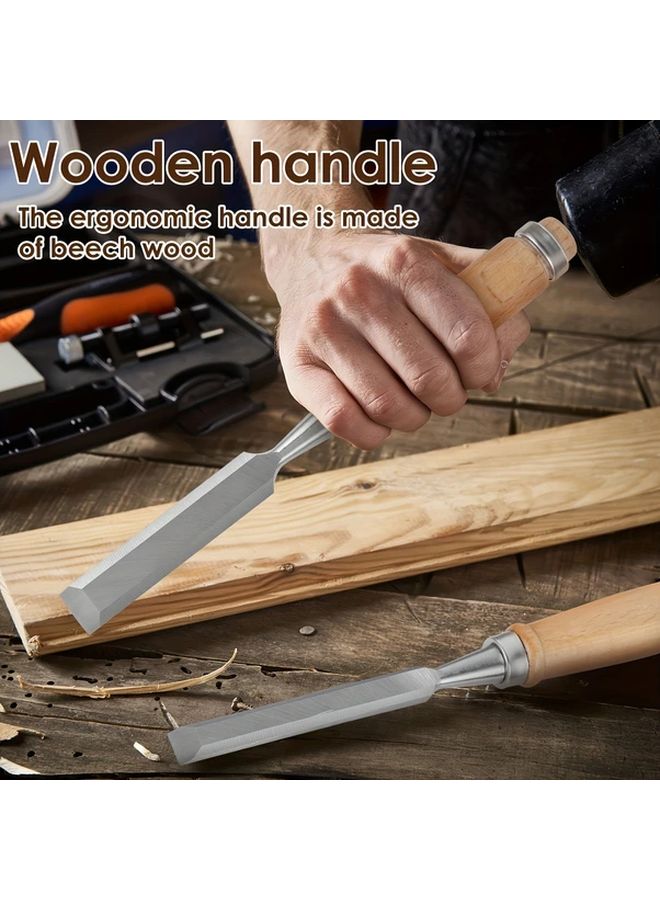 12 Pcs Wood Carving Chisel Set Ergonomic Beechwood Handles Sharp Chrome Vanadium Steel - Image 3