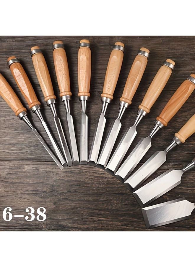 12 Pcs Wood Carving Chisel Set Ergonomic Beechwood Handles Sharp Chrome Vanadium Steel - Image 1