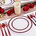U-QE UQE 120PCS Red Plastic Plates for Party Valentines Plates Disposable Heavy Duty Fancy Disposable Plates Include 60 10 Dinner and 60 7 Dessert Platos for Party Valentines Day Special Moments - Image 4