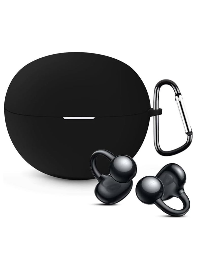 FARROBIZZ Silicone Case Compatible with HUAWEI FreeClip, Shockproof and Scratch-Resistant Full-Body Protection Headphone Cover with Anti-Lost Keychain- Black  - Image 1