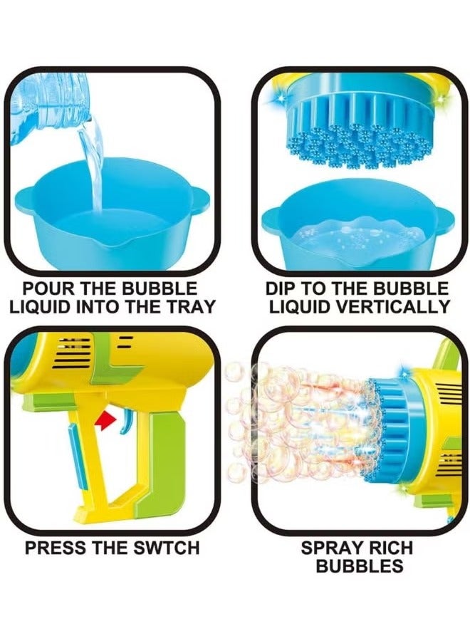 ELTRAZONE 48-Hole Bubble Blower Gun with Colorful Lights - Rocket Launcher Bubble Maker, Foam Blaster for Kids, Perfect Outdoor Party Favors and Gifts - Image 3