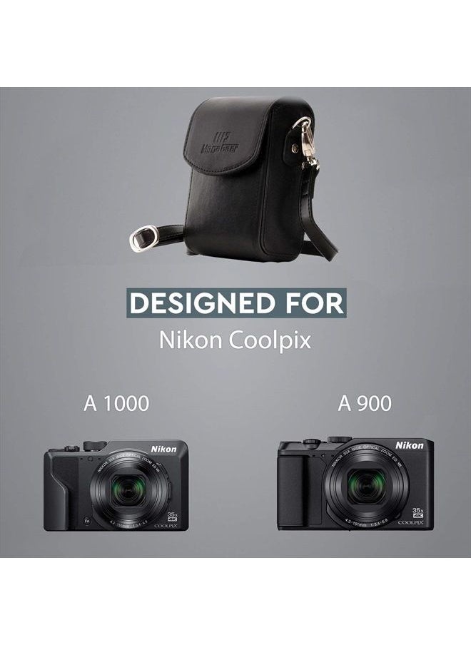 MegaGear - Nikon Coolpix A900 Leather Camera Case With Strap - Black - MG882 - Image 1