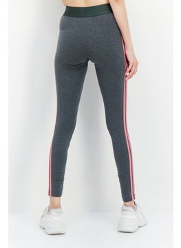 Adidas Women Sportswear Fit Brand Logo Training Leggings, Grey/Pink  - Image 4