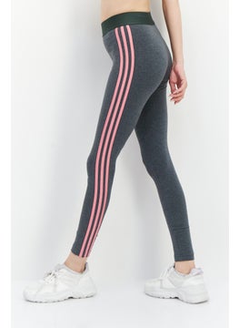 Adidas Women Sportswear Fit Brand Logo Training Leggings, Grey/Pink  - Image 2