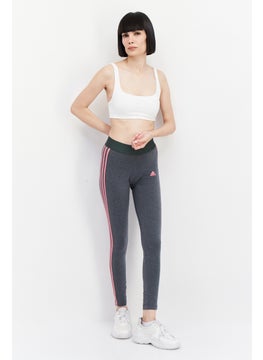 Adidas Women Sportswear Fit Brand Logo Training Leggings, Grey/Pink  - Image 3