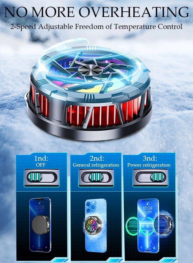 DUNISO Magnetic Semi-Conductor Cooling Chip Phone Cooling Fan with  2 speed adjustment and RGB Lights, Fit All Types of iPhone Android Smartphones - Image 4