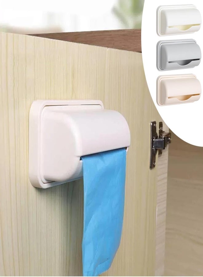 صندوق تخزين أكياس القمامة، 3 قطع، حامل أكياس بلاستيكية، موزع أكياس قمامة، منظم موزع أكياس قمامة مثبت على الحائط، بدون ثقب (رمادي) - Image 3