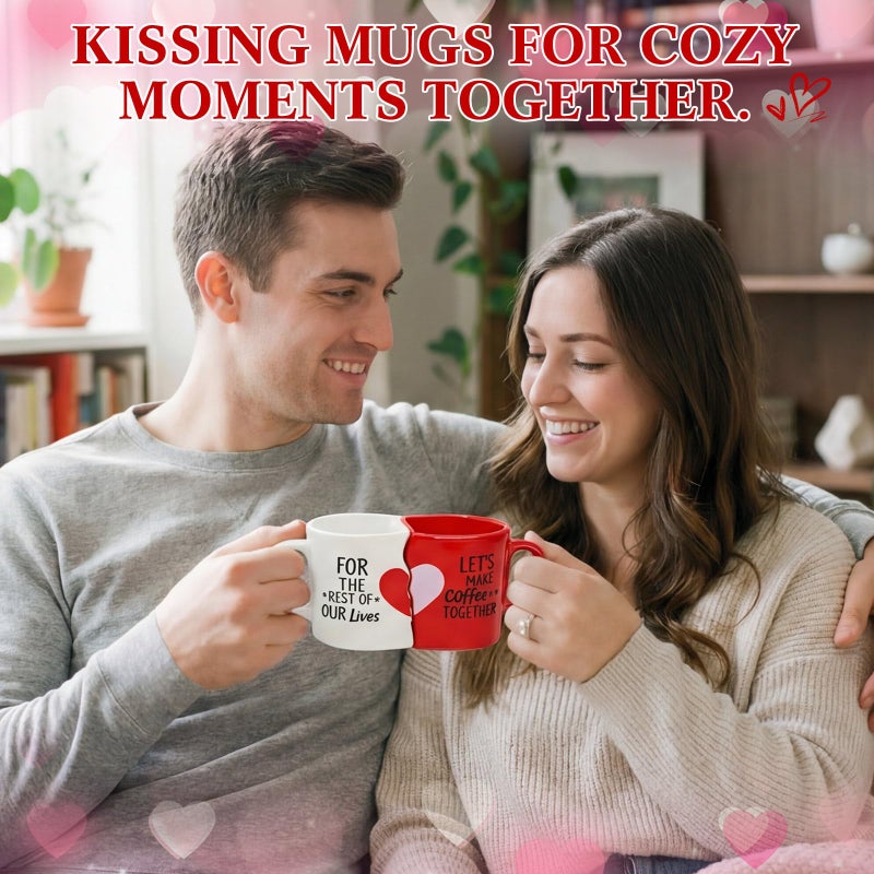 Ferrochef 2 Pcs Engagement Gifts for Couple Wedding Gifts Valentines Couple Coffee Mugs 2026 Ceramic Let's Make Coffee Together Gift with Gift Box for Newlywed Anniversary Bride and Groom Mr and Mrs - Image 2
