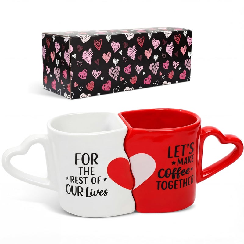 Ferrochef 2 Pcs Engagement Gifts for Couple Wedding Gifts Valentines Couple Coffee Mugs 2026 Ceramic Let's Make Coffee Together Gift with Gift Box for Newlywed Anniversary Bride and Groom Mr and Mrs - Image 1