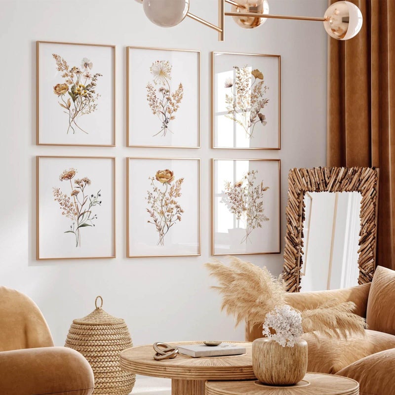 Joocrise Watercolor Flower Wall Art Set of 6 Botanical Wildflower Wall Decor Boho Neutral Canvas Wall Art Vintage Prints Floral Pictures Minimalist Farmhouse Poster for Room Bedroom 8x10 Inch Unframed - Image 3