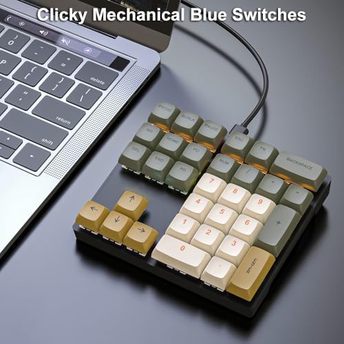 LINKEET Mechanical Numpad Rainbow Backlit Clicky Blue Switches Wired USB Number Pad 33-Key NKRO Numeric Keypad with XDA PBT Keycaps External Keyboard Num Pad for Laptop, Mac - Brown Grey - Image 3